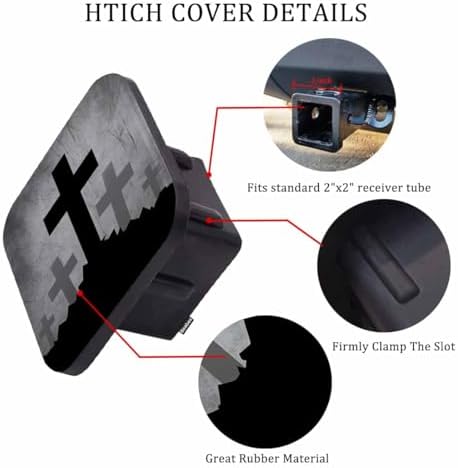 Christian Cross Car Rear Hitch Covers Grunge Gravestone Cross Square Trailer - Image 3