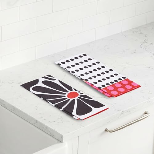Ritz Waffle Microfiber Kitchen Towel 2pc Set – Jumbo Flowers and Dots – Bold - Image 5