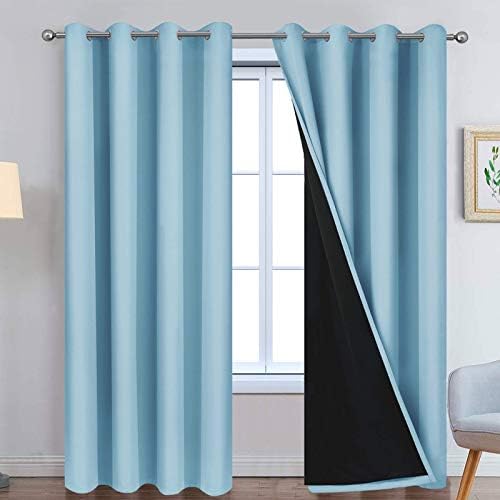 Yakamok Sky Blue 100% Blackout Curtains 96 Inches Long 52" Wide 2 Panel by Yakamok