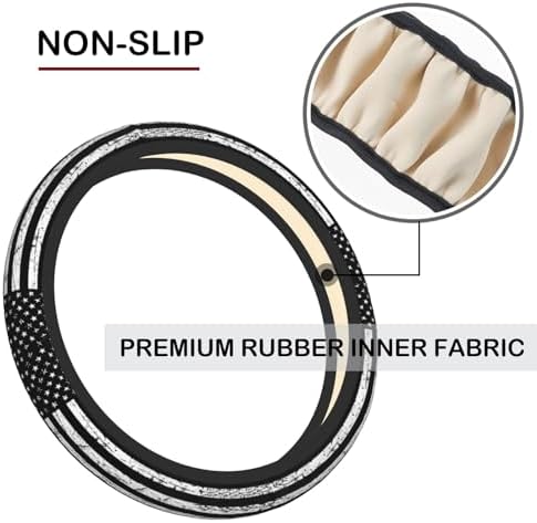 KARREAL Black White American Flag Elastic Steering Wheel Cover - Image 5