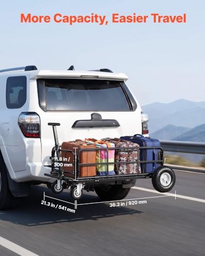 VEVOR Hitch Mount Cargo Carrier on Wheels, 36.2" x 21.3" x 11.8", 2-in-1 - Image 2