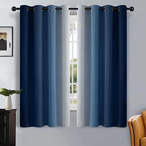 SimpleHome Ombre Blue to Grey White Curtains by SimpleHome