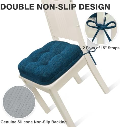 Shinnwa Dining Chair Cushions Set of 2, Dual-Layer Memory Foam Kitchen Chair - Image 5