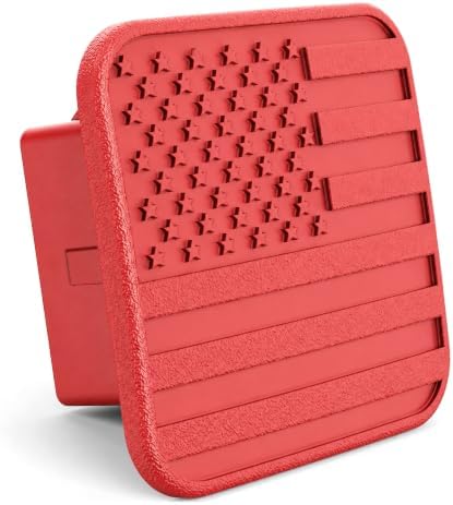 2" Red American Flag Hitch Cover Plug by AutoAccessores