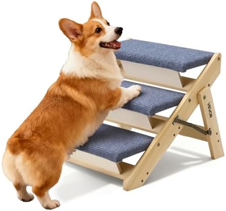 VEVOR Wood Pet Stairs, 3-Step Dog Stairs by VEVOR