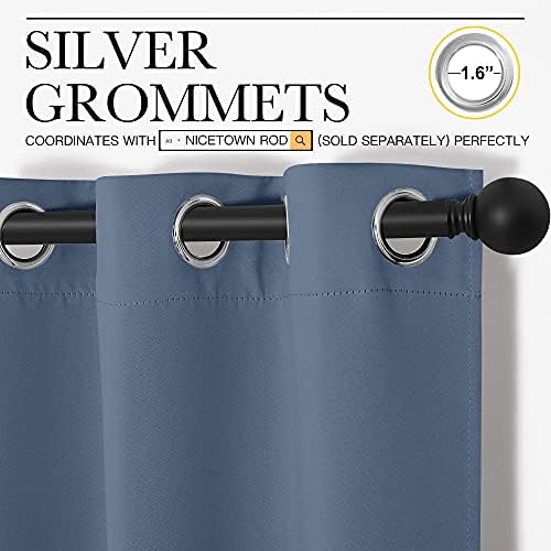 NICETOWN Short Curtains for Kitchen, 1 Pair, 42 x 68-inch, Stone Blue - Image 3