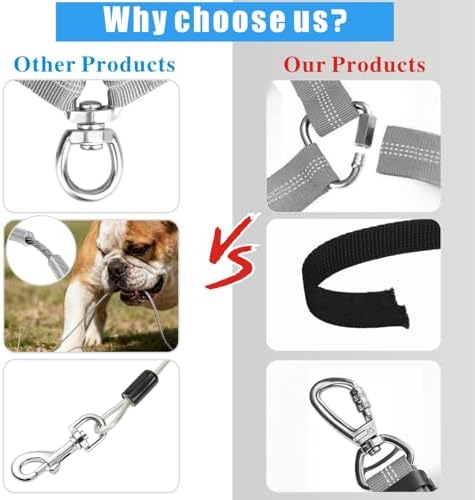 Idepet Dog Seat Belt for Car Stainless Steel 3 in 1 Dog Seatbelt 2 Pcs Grey - Image 2