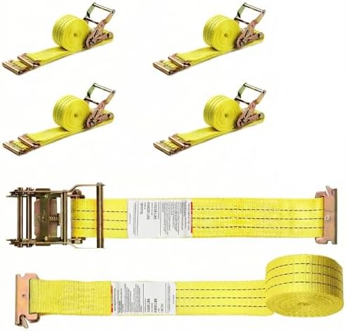 E Track Ratchet Straps, 4 Pack 2” x 12’ Heavy Duty Cargo Tie Down Straps by Nestilly