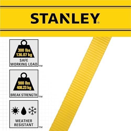 STANLEY S9500 Black/Yellow 1" x 10' Ratchet Straps - Image 4
