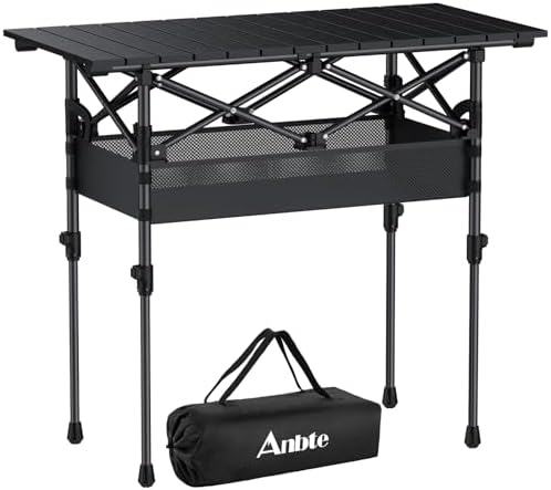 Anbte 3ft Aluminum Roll Top Folding Camping Table by Anbte