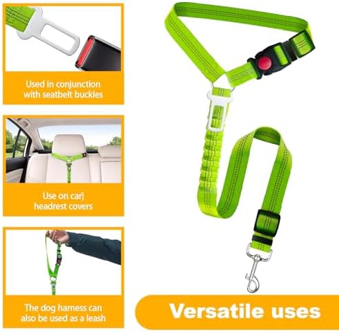 2-Pack Dog Car Seat Belt, 3-in-1 Headrest-Mounted Dog Seatbelt - Image 3