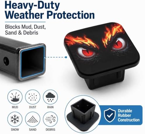 Trailer Hitch Covers Fiery Red Dragon, Heavy Duty 2 Inch Hitch Cover - Image 6