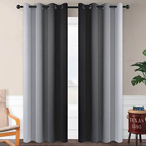 SimpleHome Ombre Black to Grey White Curtains - Image 2