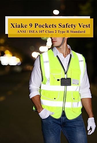 XIAKE 9 Pockets Class 2 High Visibility Reflective Safety Vest - Image 3