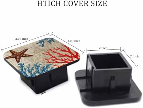 World Map Tow Trailer Hitch Cover Plug Insert, Tropical Reef Sealife Coral - Image 2