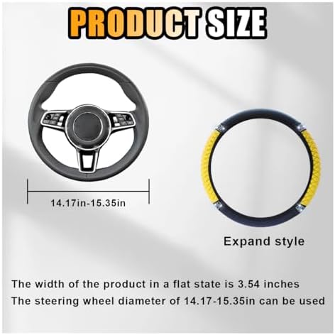 JOYCOURT 15 Inch Bling Soft Leather Car Steering Wheel Cover - Image 2