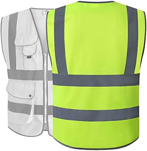 JKSafety 6 Pack Safety Vest for Men Women Reflective JK155 Yellow XL - Image 5