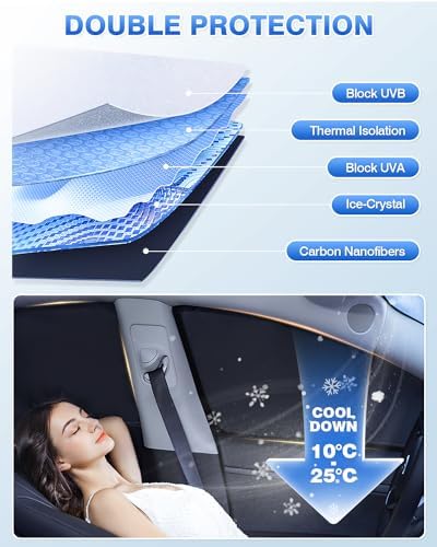Canvcle Sunshades for Tesla Model S 2012-2025 2026 Windshield Sun Shade Side - Image 4