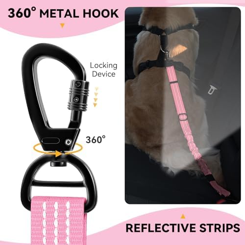 Pawaboo 2Pack Dog Car Seatbelt, 3-in-1 Dog Tether - Image 2