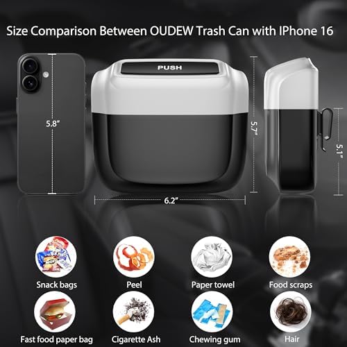 1 Pack Car Trash Can with Lid, Built-in Storage Garbage Bag - Image 2