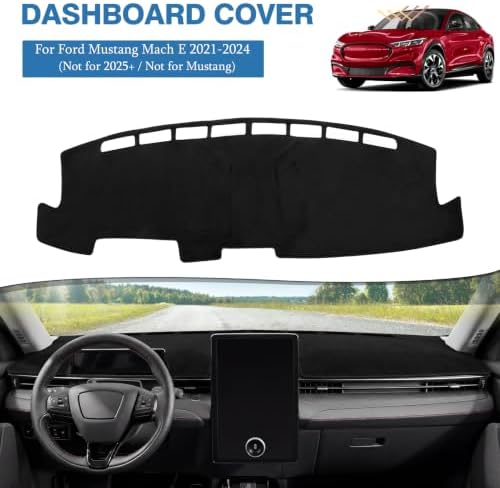 FIILINES Black Dash Cover for 2021-2024 Ford Mustang Mach E, Dashboard Cover - Image 2
