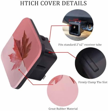 Trailer Hitch Cover Plug Maple Leaf, Autumn Maple Leaf On Coral Pink Trailer - Image 3