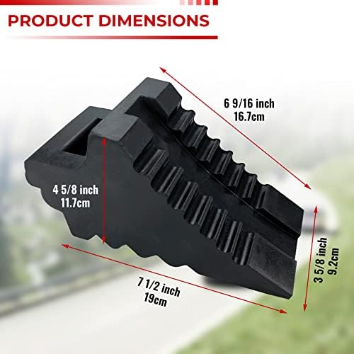 HOXWELL Solid Heavy Duty Rubber Wheel Chocks 4 Packs - Image 2