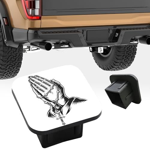 Trailer Hitch Cover, Praying Hands Holding Rosary Beads Tow Hitch Cover by Unknown