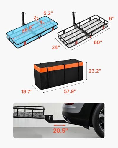 VEVOR 60" x 24" x 6", Hitch Cargo Carrier, 500 lbs Capacity Hitch Cargo Carrier - Image 3