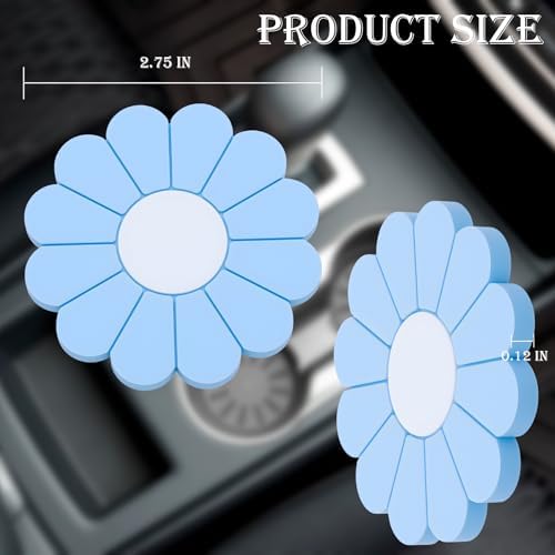 4-Pack Car Cup Holder Coaster Inserts, Daisy Shape, 2.75 Inch Non-Slip Silicone - Image 2