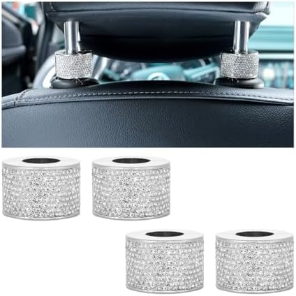 4PCS Bling Car Headrest Collars, Crystal Rhinestone Automotive Head Rest Collars by KHGUZ