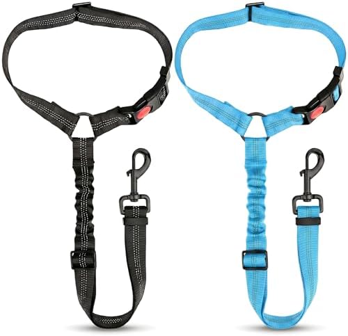 2-Pack Reflective Retractable Pet Seat Belt – Nylon Dog Tether, Adjustable Strap by Unknown