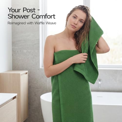 REDKISS 100% Cotton Waffle Weave Bath Towels 4 Piece - Image 4