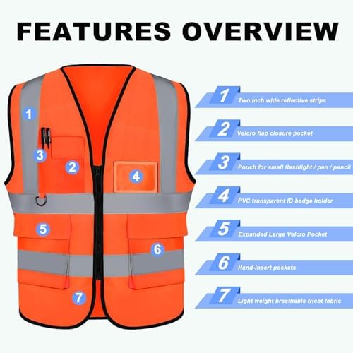 XPCARE Reflective Safety Vests For Women Men, High Visibility Security Vest - Image 4