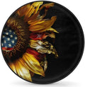 Spare Tire Cover for RV Trailer, Sunflowers American Flag Waterproof Sun by cfpolar