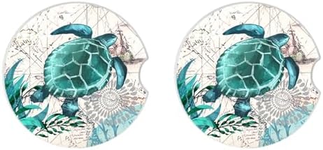 2 Pack Sea Turtles Pattern Absorbent Car Coasters - Image 2