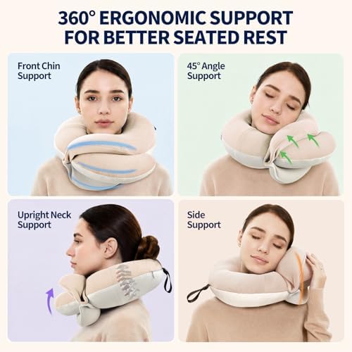 BUYUE Travel Neck Pillows for Airplanes, Memory Foam 360° Head Support Sleep - Image 2