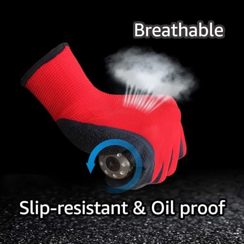 Evridwear Crinkle Latex Rubber Hand Coated Safety Work Gloves - Image 4