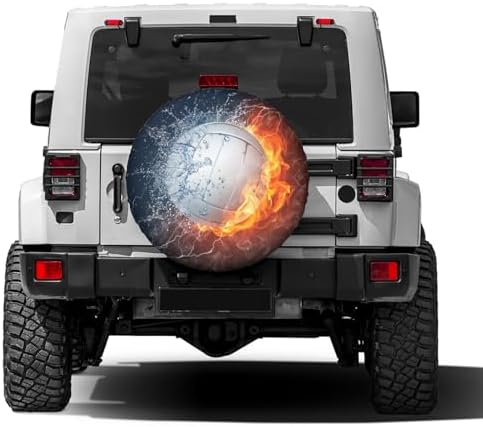 Fire and Water Volleyball Ball Spare Tire Cover Dust-Proof Wheel Tire Cover Fit - Image 2