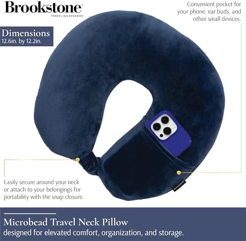 Brookstone Microbead Neck Pillow Soft Travel Pillow - Image 2