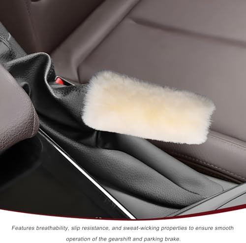 2PCS Fluffy Car Gear Shift Knob & Handbrake Cover, Comfortable Plush Shifter - Image 3
