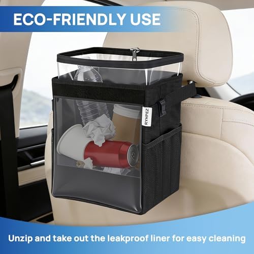 Car Garbage Can with See Through Window, Car Trash Bin with Removable Liner - Image 2