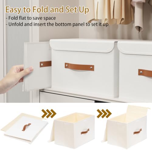 Yawinhe Storage Boxes with Lids 2 Pack, Collapsible Storage Bin with Handle - Image 6