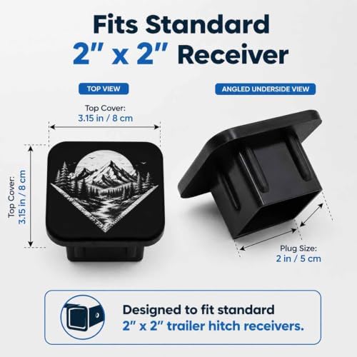 Hitch Cover Receiver Tube Hitch Plug Mountain Range, Tool-Free Install Tow - Image 2