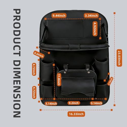 Universal Premium Leather Foldable Car Backseat Organizer - Image 3