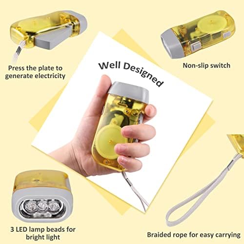 8 Pack Hand Crank Emergency Flashlight, No Battery Required, 3 LED Lights - Image 6