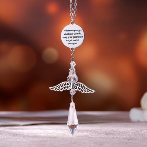 Guardian Angel Car Charm for Rear View Mirror, Crystal Angel Suncatcher Hanging - Image 2