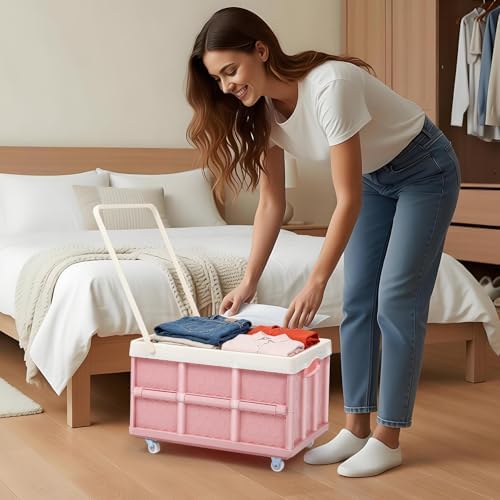 Collapsible Storage Bins with Lids And Wheels, Stackable Folding Storage Boxes - Image 6