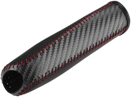 1 Pcs Car Handbrake Cover Leather Black Carbon Fiber Red by Hihaha