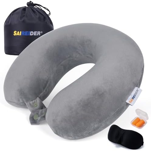 SAIREIDER Airplane Pillow 100% Memory Foam Neck Pillow by SAIREIDER